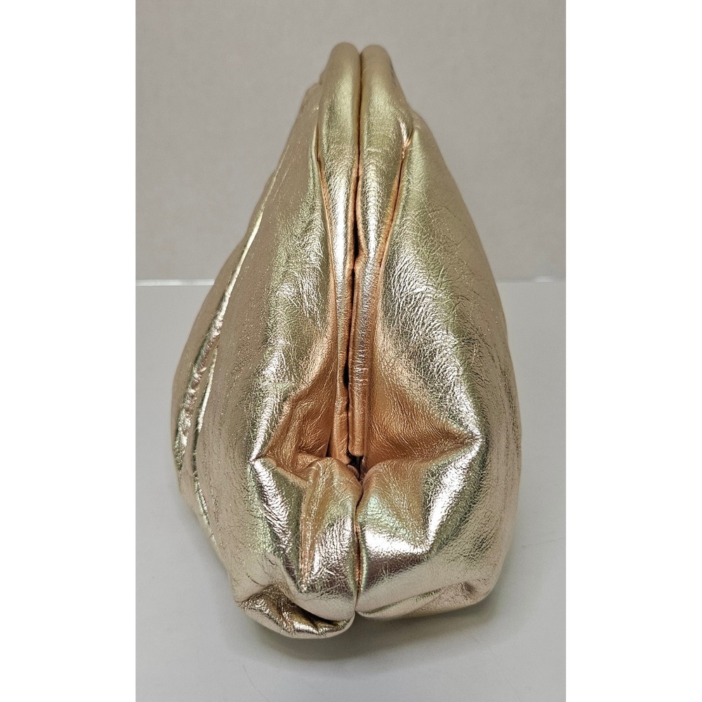 Park Avenue International Vintage 80s Gold Metallic Leather Pouch Clutch Bag USA - Picture 7 of 15